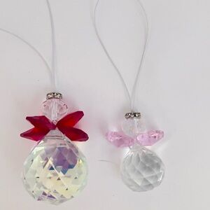 Crystal Angel Ornaments with Red and Pink Accents